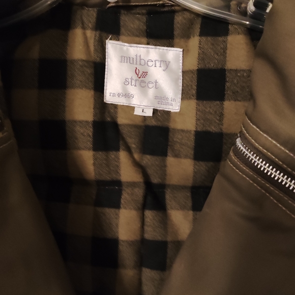 ♥️Mulberry Street Down Parka KhakiGreen long L flannel lined EUC - Picture 2 of 8
